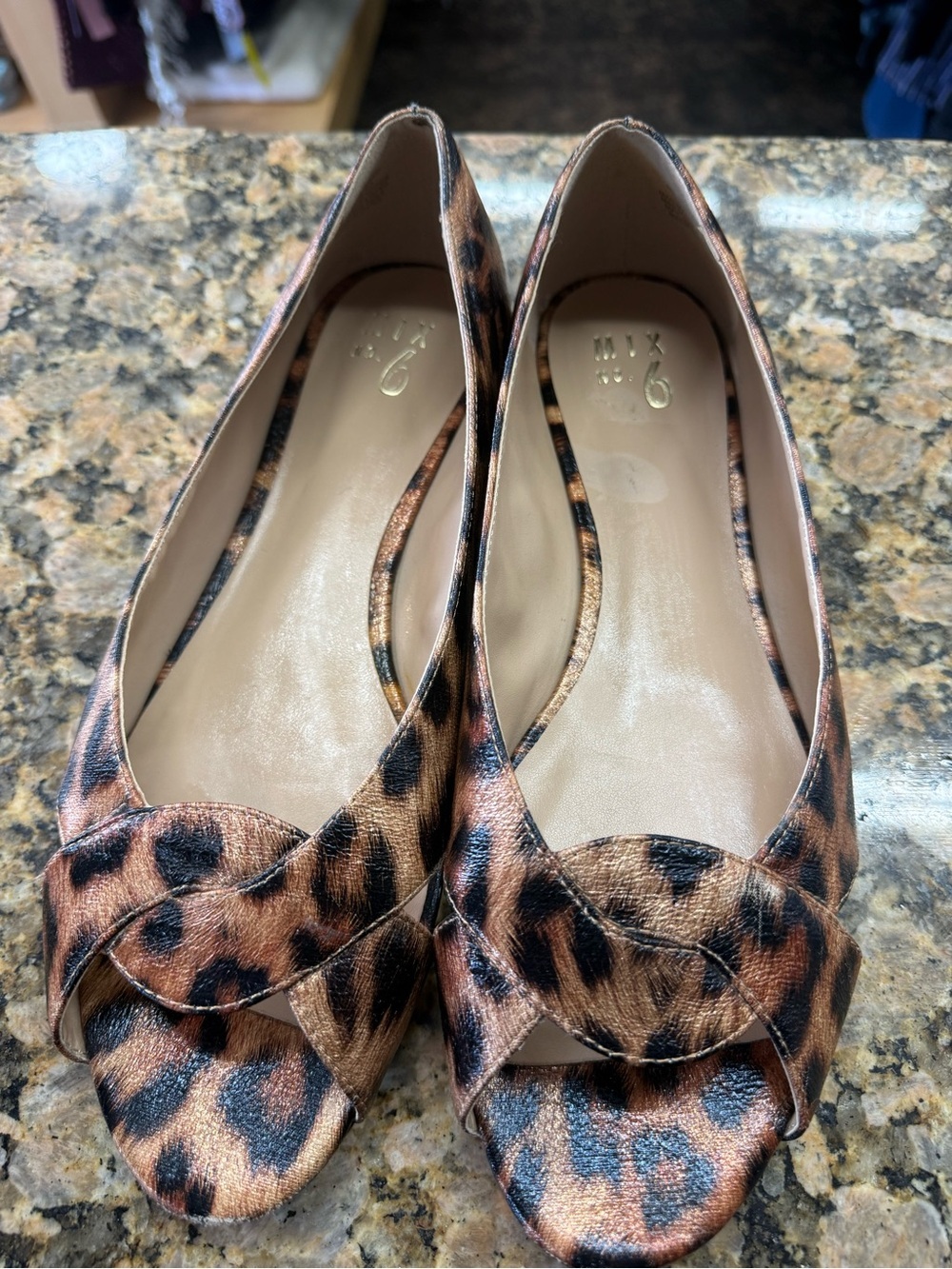 Mix No. 6 Leopard Print Peep Toe Flats Women’s Size 11 Animal Print Shoes